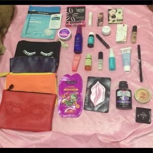 Makeup bags and products